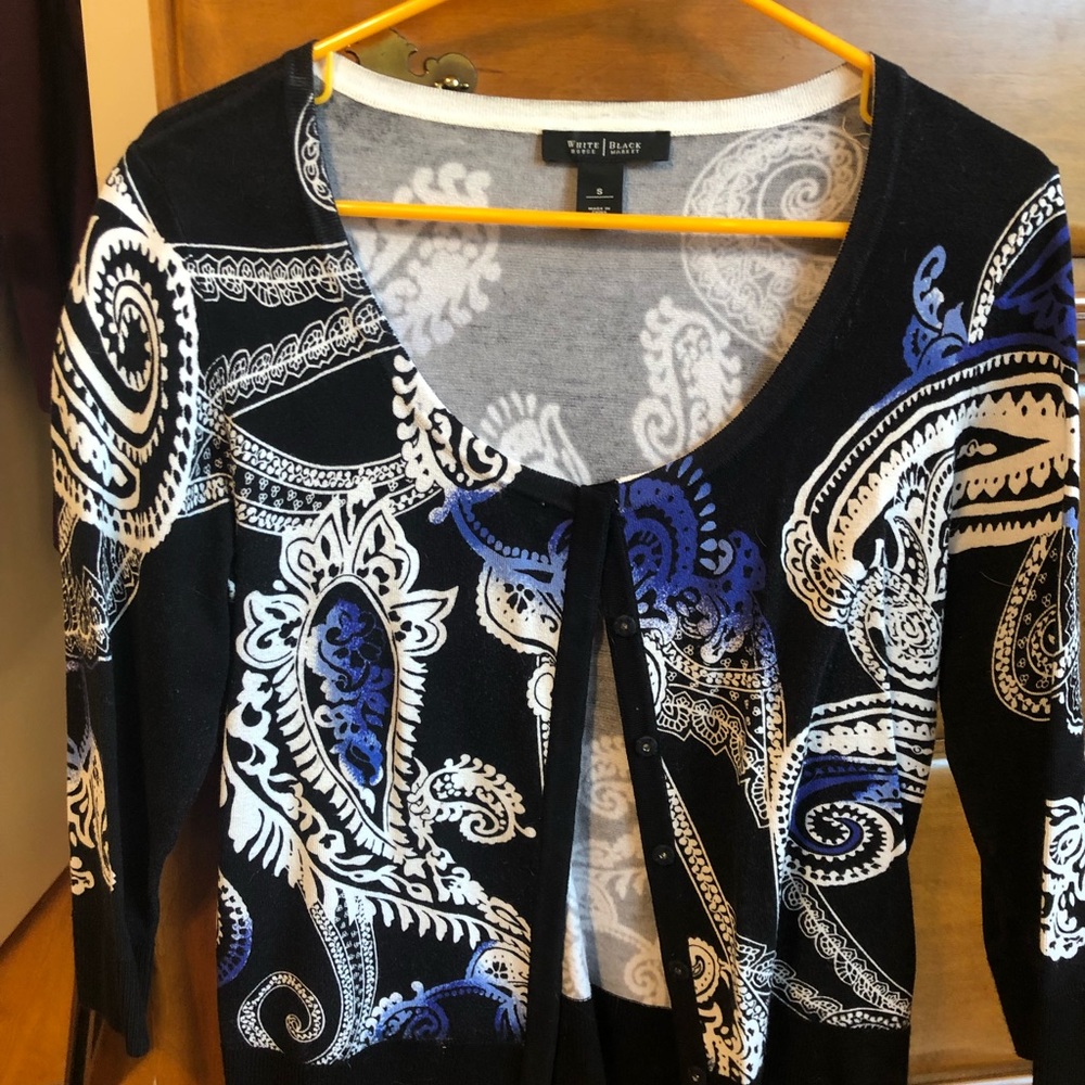 3/4 sleeve print Sweater White House black market
